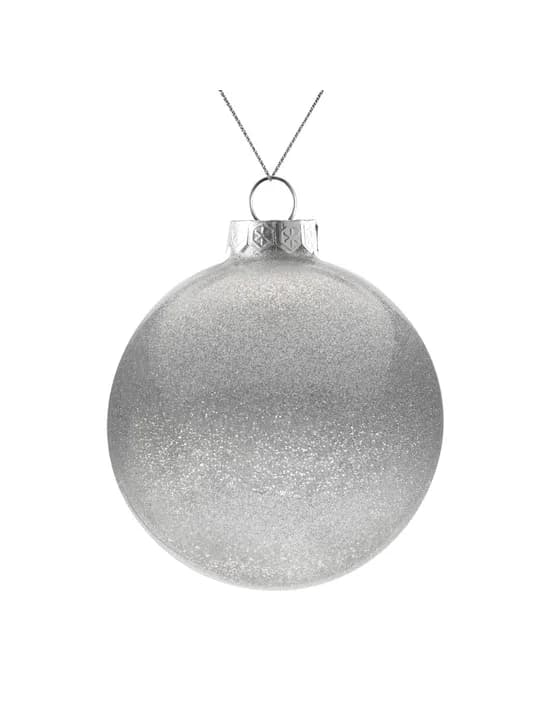 Елочный шар Finery Shine, 10 см, глянцевый серебристый с глиттером
