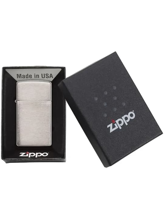 Зажигалка Zippo Slim Brushed, матовая серебристая