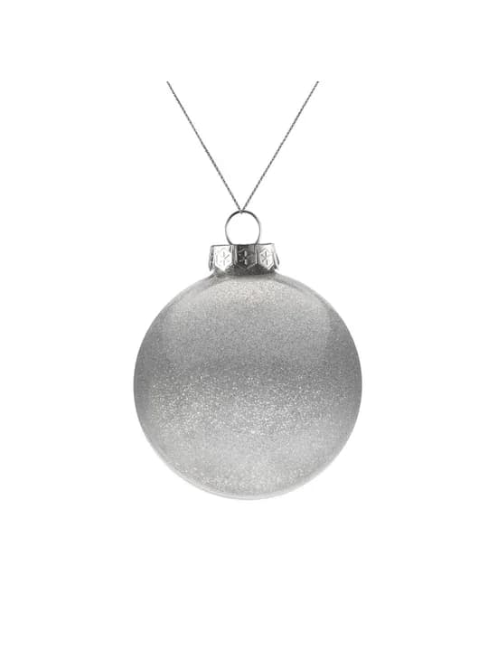 Елочный шар Finery Shine, 8 см, глянцевый серебристый с глиттером