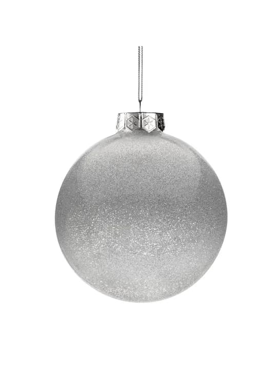 Елочный шар Finery Shine, 10 см, глянцевый серебристый с глиттером