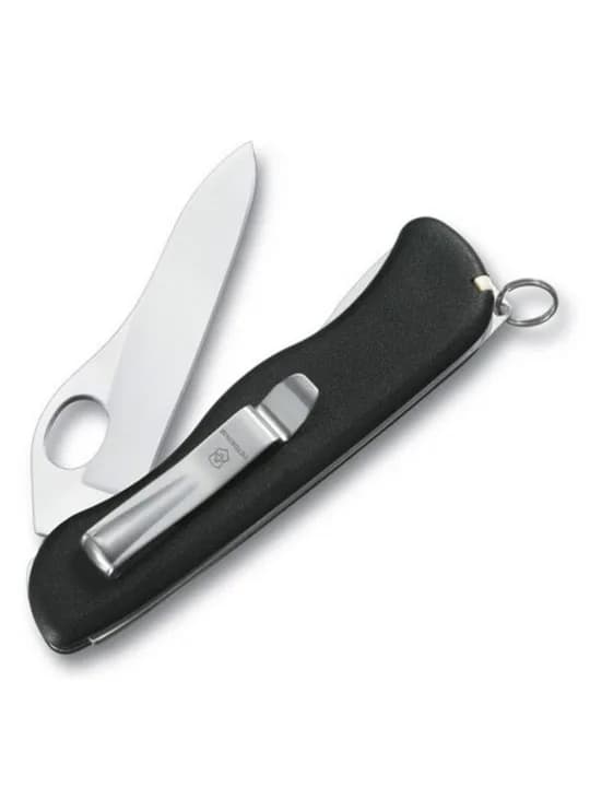 Солдатский нож с фиксатором лезвия Sentinel One Hand Clip, черный