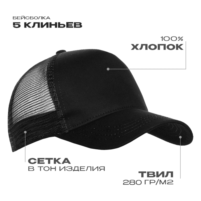 Бейсболки с сеткой STAN 5 клиньев